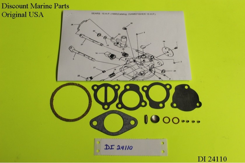 Force Sears 15 HP Ourboard Carburetor Tillotson FO1B FO1C FO1D Carb Fuel Pump Kit DI 24110