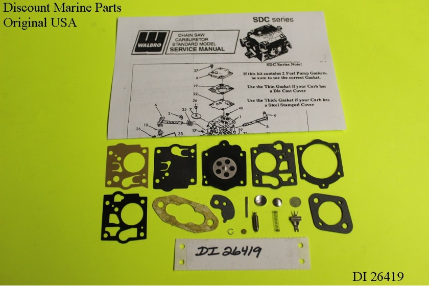 McCulloch Double Eagle 80 Chainsaw Carburetor Walbro SDC 85 Carb Kit DI